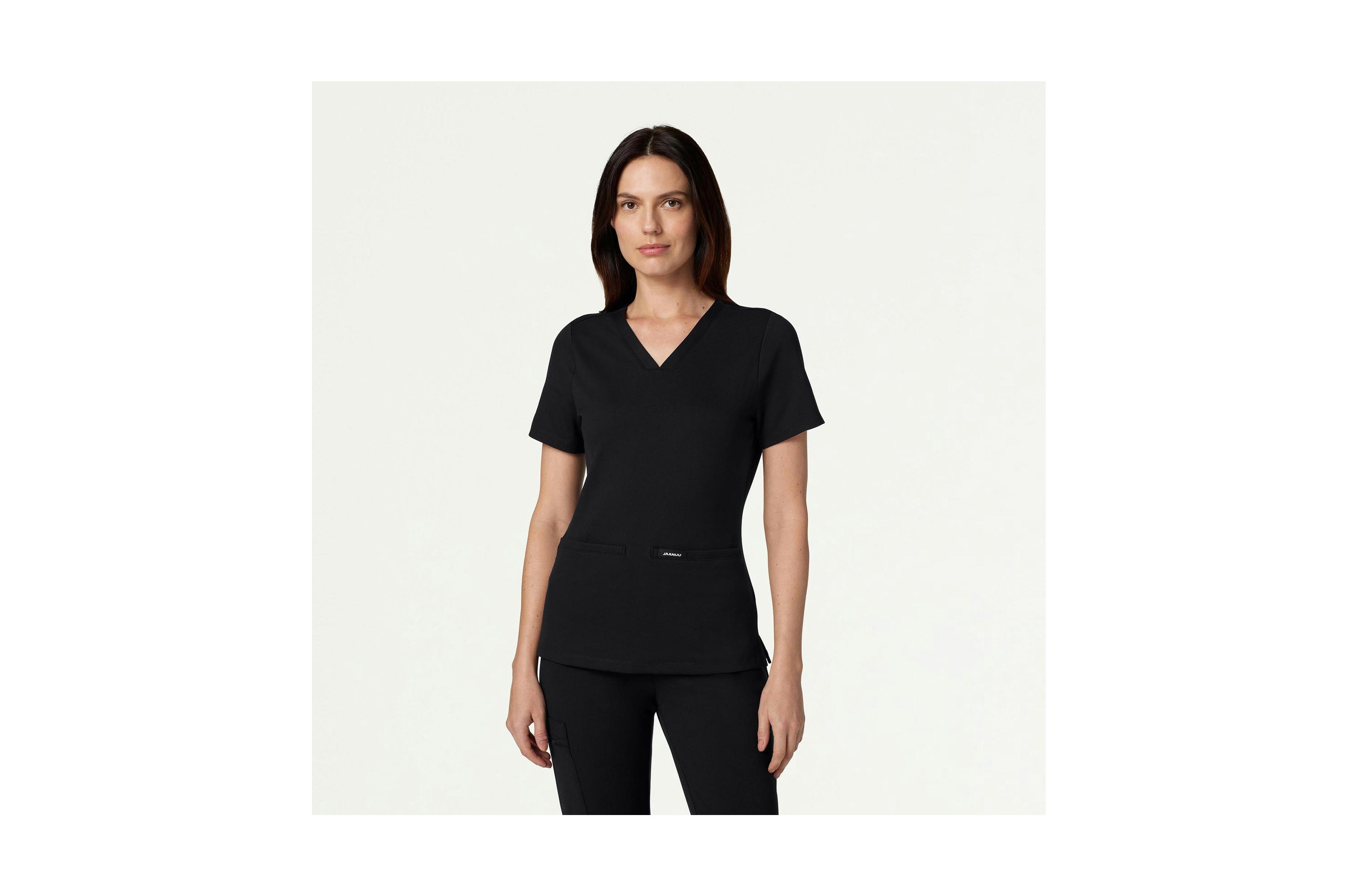 Jaanuu Women's Cesi 2-Pocket Slim Knit V-Neck Scrub Top