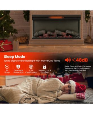 36 Inch 3-Sided 1500W Electric Fireplace with 7-Color Flame