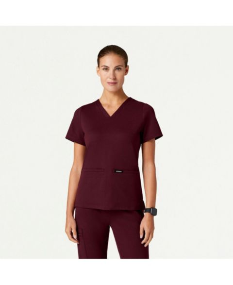 Женский топ Jaanuu Cesi 2-Pocket Slim Knit V-Neck Scrub, цвет: Бордовый