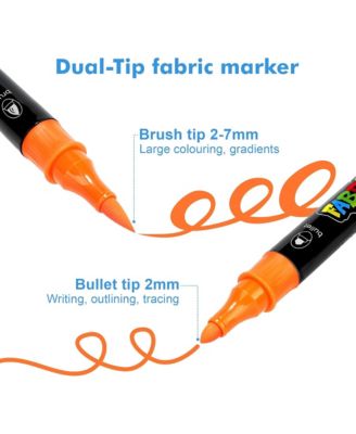 24 Colors Double Head Fabric Paint Pens, Permanent No-Bleed Markers for Artists and Kids, Ideal for Coloring and DIY Projects