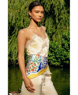 Women's Yellow Garden Double Sided Silk Scarf