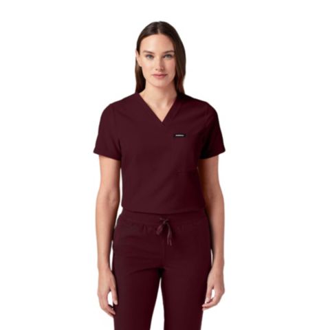 Женский топ Jaanuu Rhena 1-Pocket Slim V-Neck Scrub, цвет: Бордовый