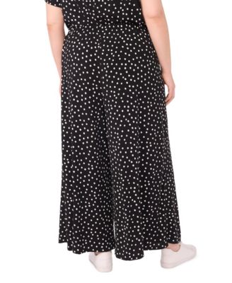 Plus Size Polka Dots Printed Wide-Leg Pants