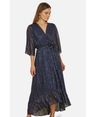 Women's Sequin Kimono Midi Wrap Dress