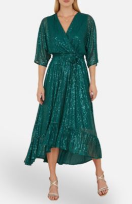 Women's Sequin Kimono Wrap Dress