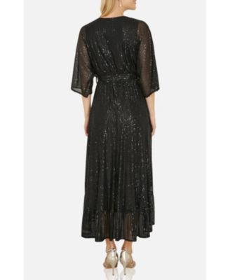 Women's Sequin Kimono Midi Wrap Dress
