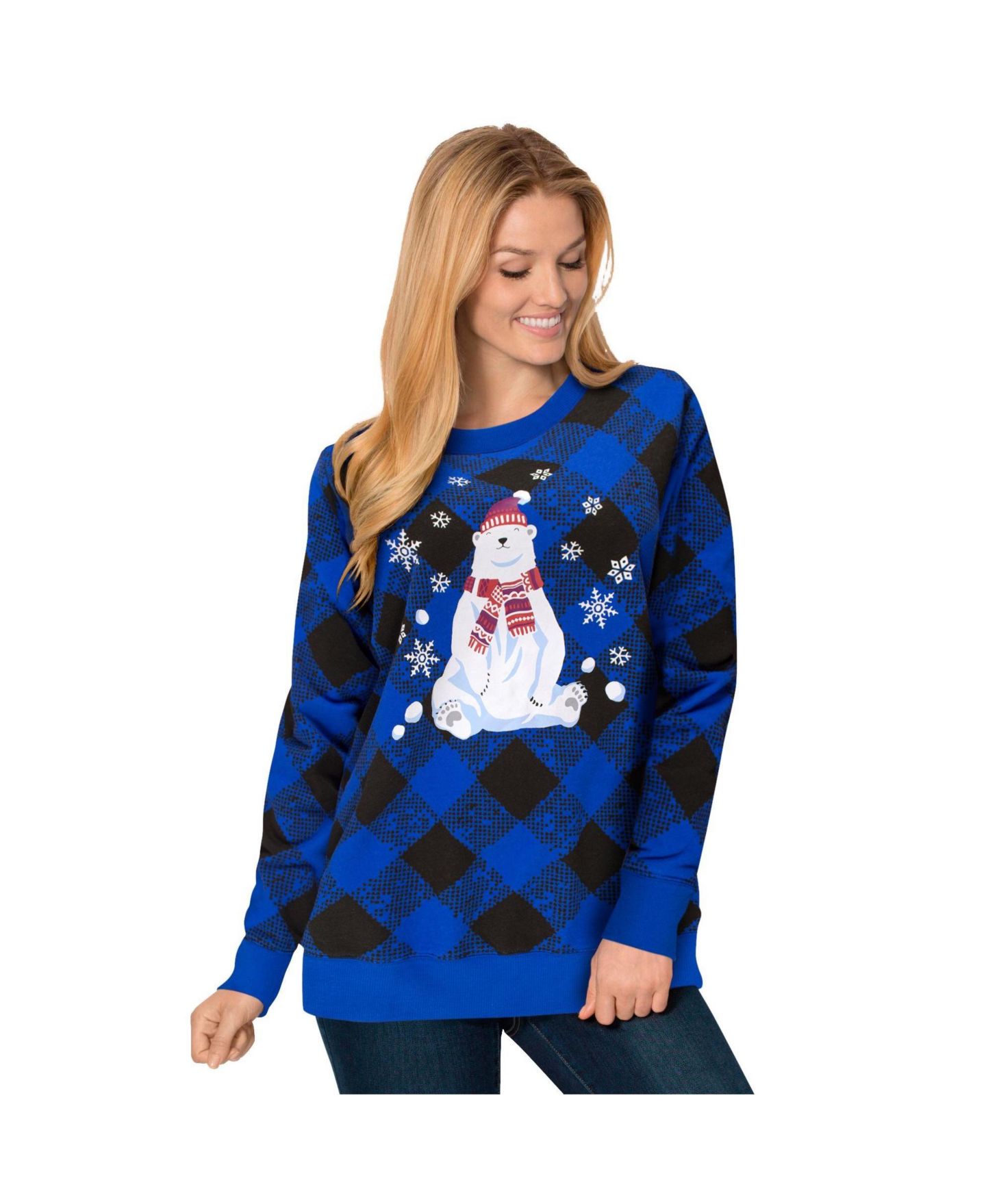 Женская толстовка Woman Within Plus Size Fleece Holiday, цвет: Яркий кобальтовый — фото 2