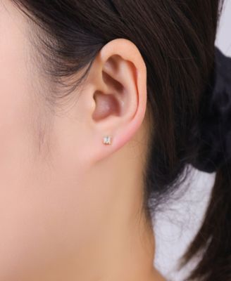 Gold Plated Triple Cubic Zirconia Post Back Stud Earrings Set