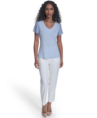 Women's Solid V-Neck Blouse