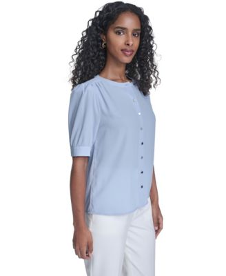 Women's Short-Sleeve Button Front Top