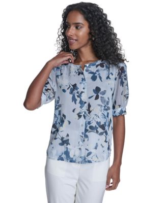 Calvin Klein - Women's Short-Sleeve Button-Front Top