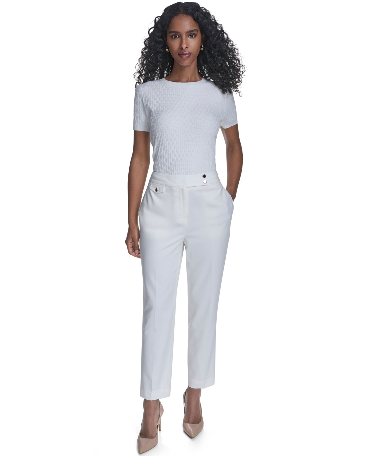 Calvin Klein Petite Slim Leg Pants In White