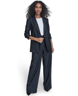 Women's Faux Denim One-Button Jacket