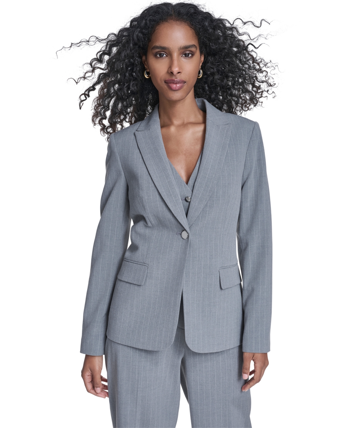 Calvin Klein Women's Classic Buttoned Blazer In Blue
