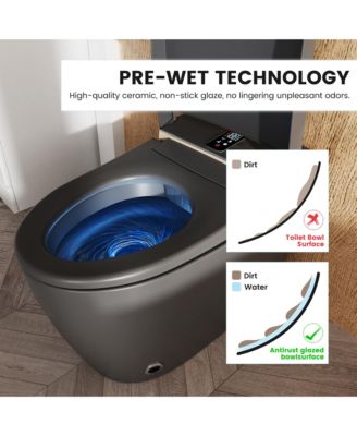 Smart One-Piece Bathroom Fixture with Built-in Water Tank, Heated Seat, Auto Flush, Automatic Lid, Wash and Air Dryer
