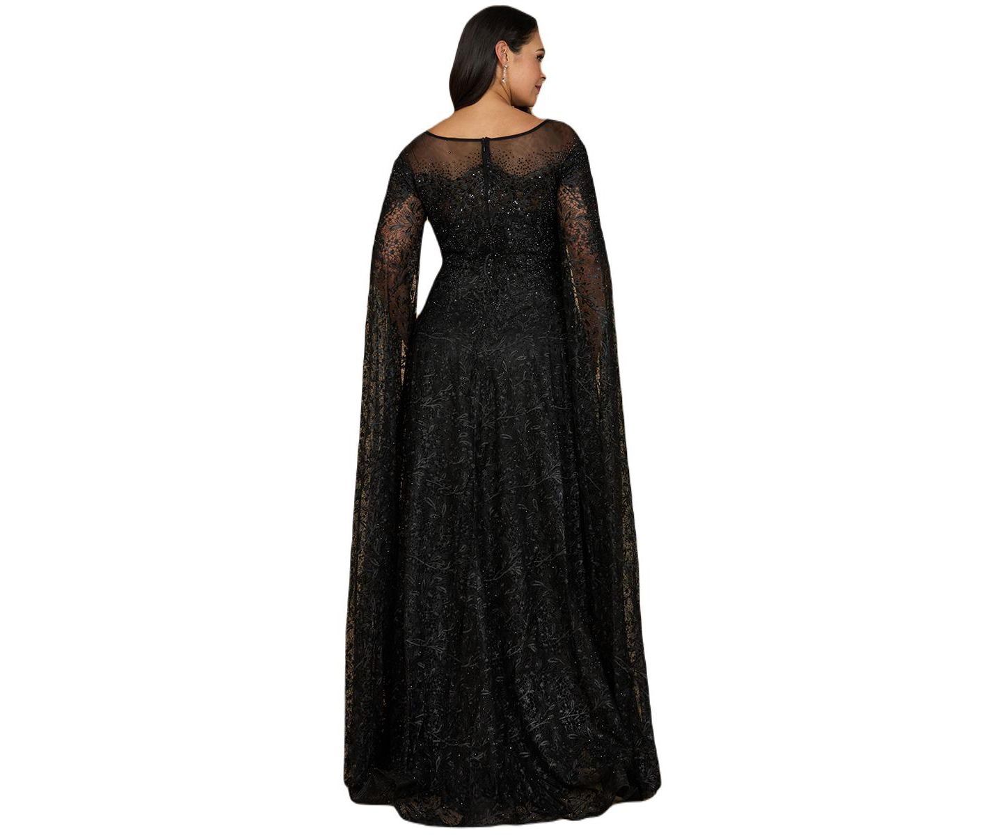 Женские платья Lara Lace Gown with Dramatic Cape Sleeves, цвет: Чёрный — фото 2