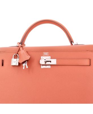  Kelly 32 Handbag Pink Epsom with Palladium Hardware
