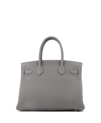 Birkin 30 Handbag Grey Clemence with Palladium Hardware