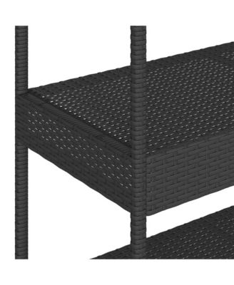 Bar Cart 3-Tier Poly Rattan and Solid Wood Acacia