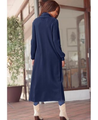 Women's Long Length Knit Cardigan With Pockets