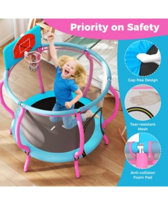 48'' Kids Trampoline Indoor & Outdoor Pumpkin Trampoline w/Basketball Hoop