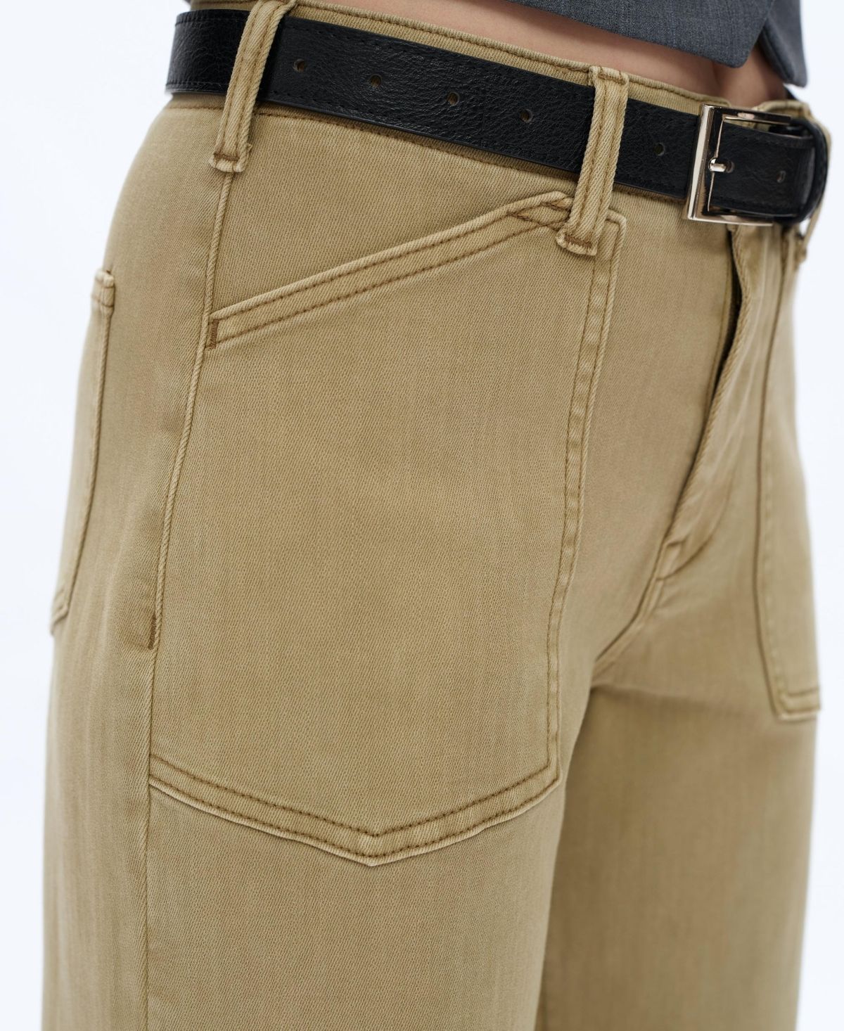 Bayeas Women's Mid-Rise Wide-Leg Patch-Pocket Capri Jeans