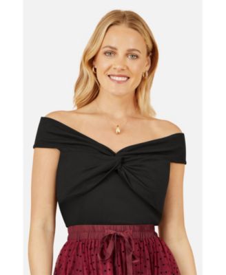 Women's Cotton Knot Detail Bardot Top