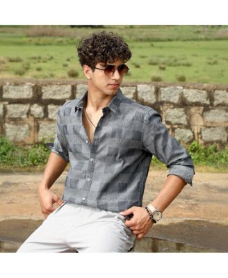 Men's Moon Grey Buffalo-Jacquard Shirt
