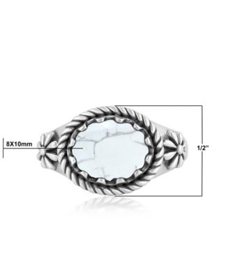 Sterling Silver White Howlite East West Ring, Size 5 to 11