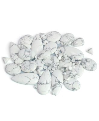 Sterling Silver White Howlite East West Ring, Size 5 to 11