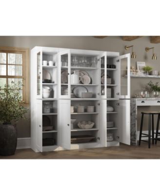 100% Solid Wood 65" Pantry China Cabinet with Clear Glass, Shaker Doors & Adjustable Shelves