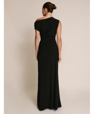 Women's Slash Neck Draped Bridesmaid Dress