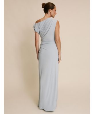 Women's Slash Neck Draped Bridesmaid Dress