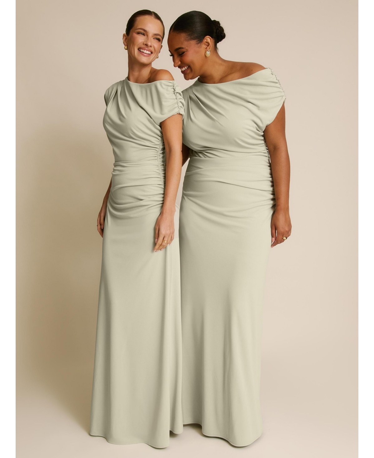 Six Stories Women's Slash Neck Draped Bridesmaid Dress