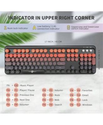 Wireless Keyboard and Mouse Combo - 2.4GHz Cordless, Cute Round Keys, Quiet Slim Set for Laptop, Computer, TV