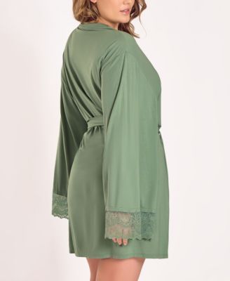 Plus Size Stretch Knit Long-Sleeve Robe