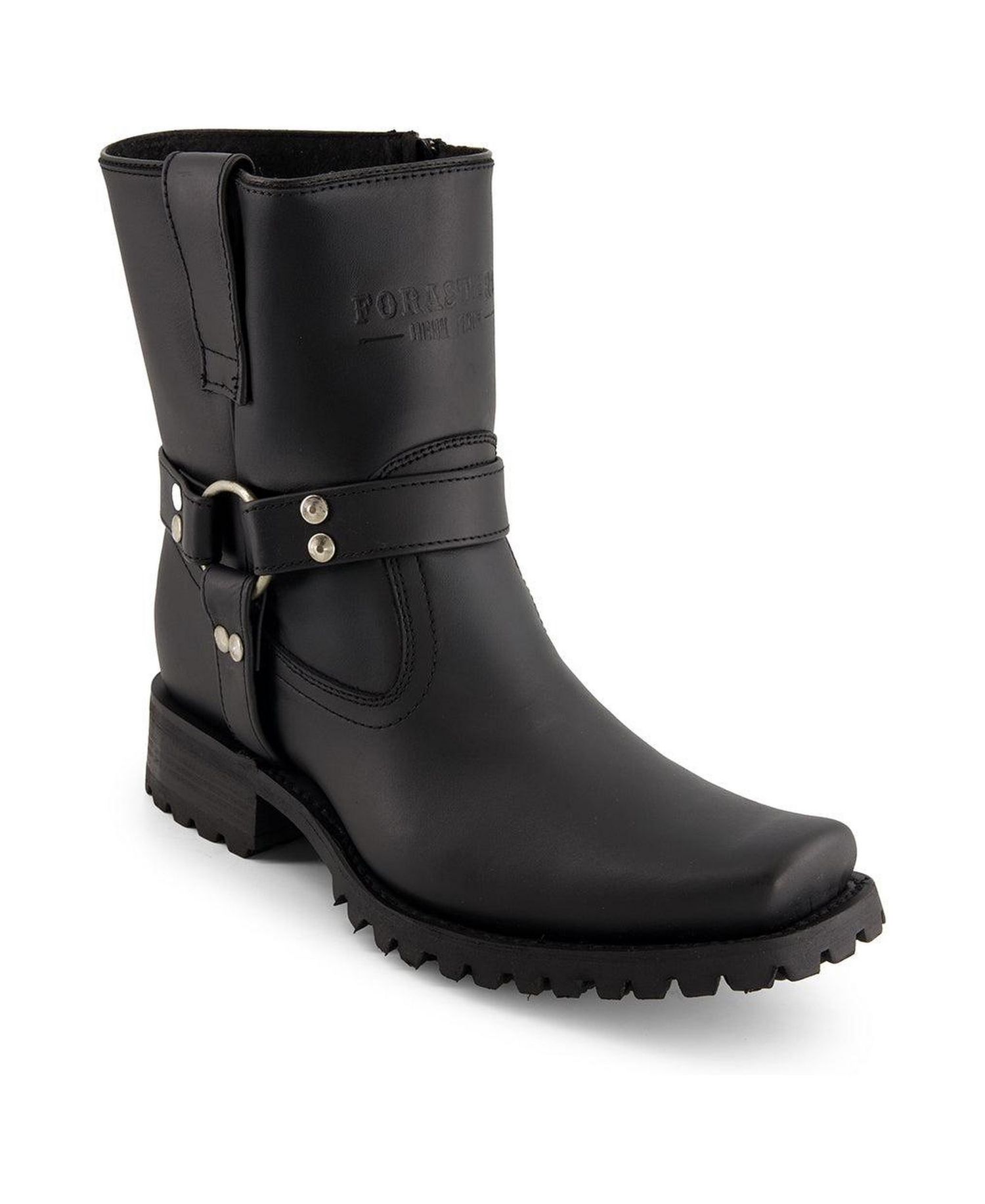 Men's Leather Biker Boots with zipper closure