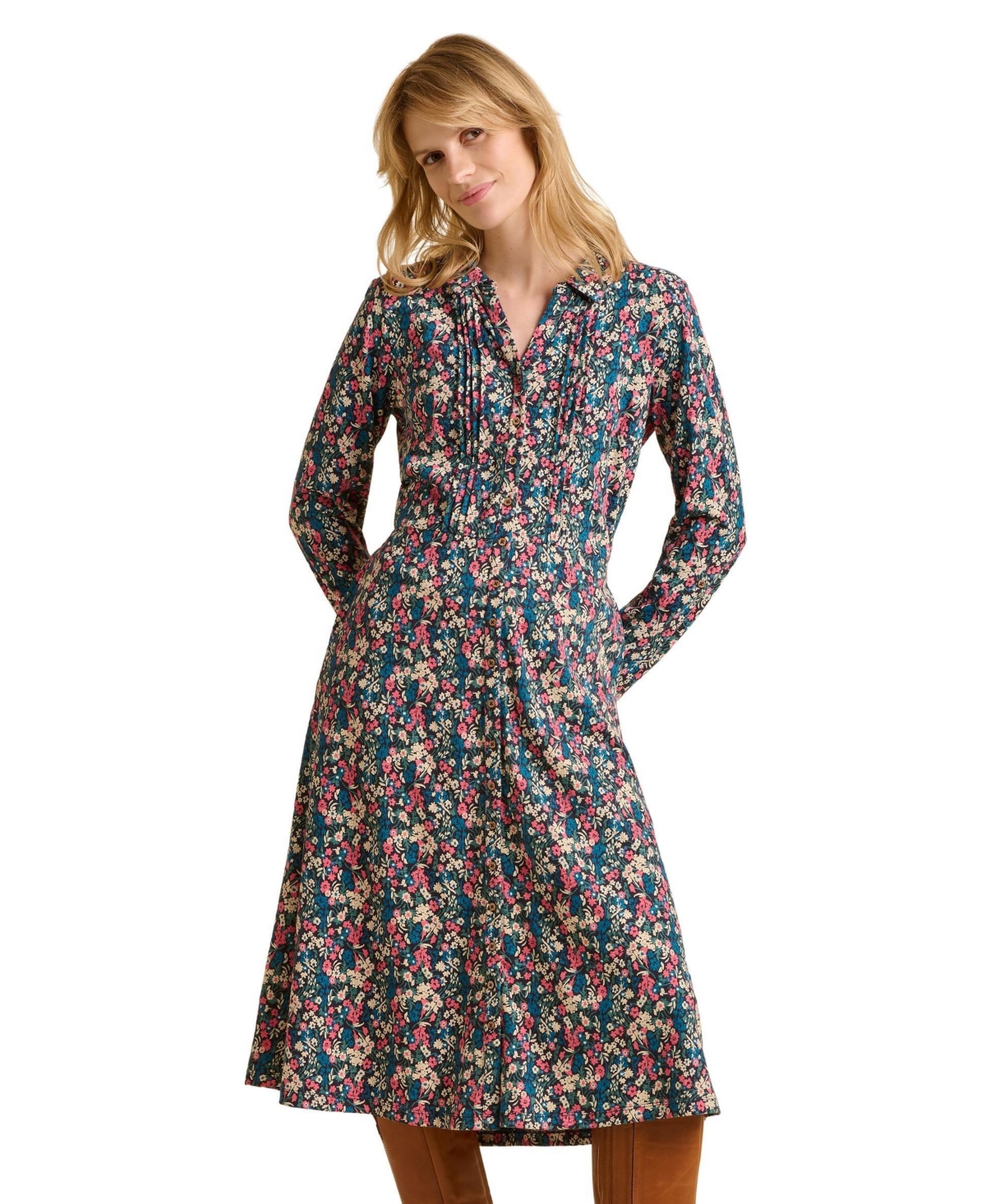 Brakeburn Women's Charlotte Long Sleeve Shirt Midi Dress