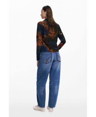 Women's Buttoned animal print T-shirt