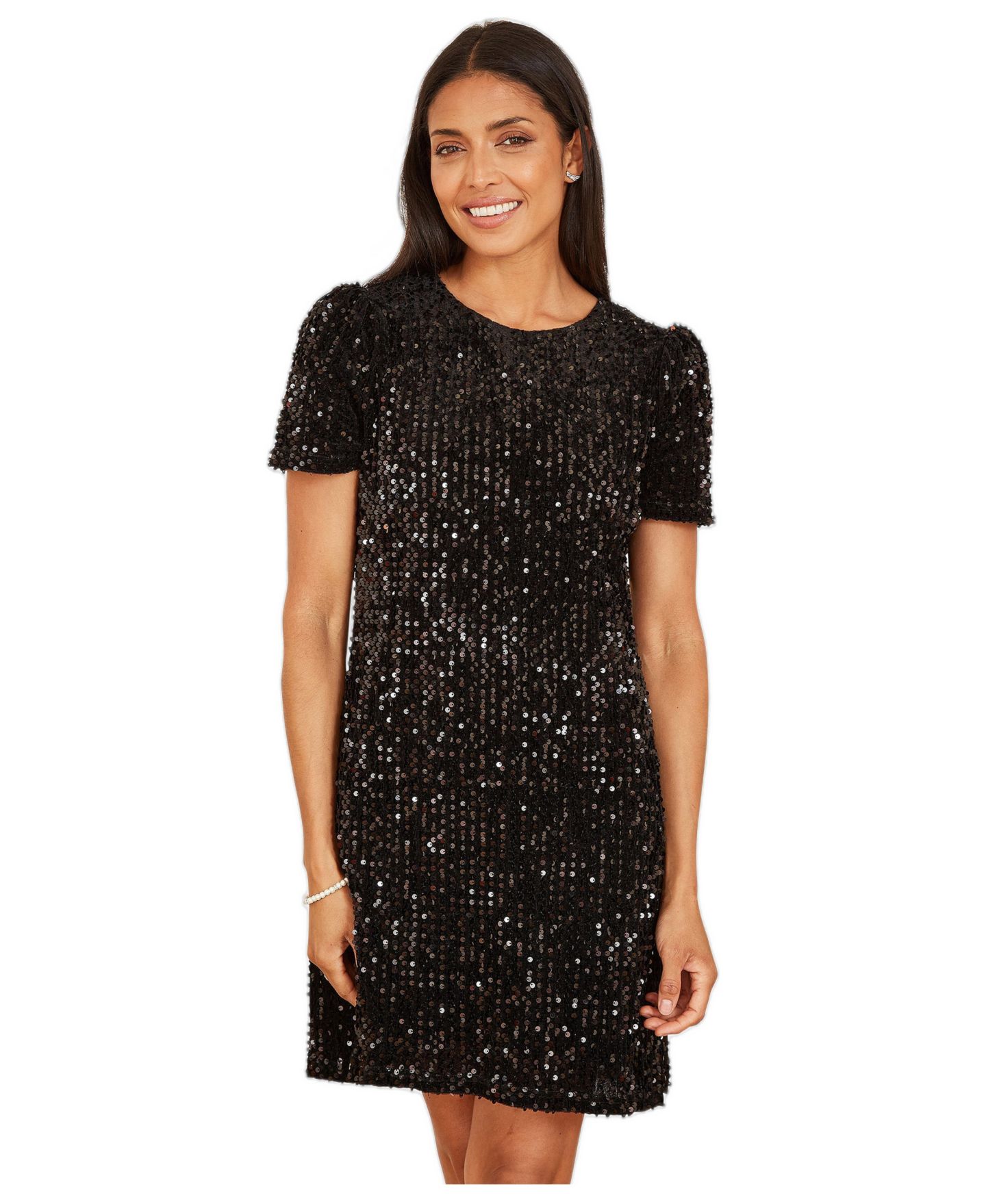 Женское платье Yumi Sequin Tunic Mini, цвет: Чёрный — фото 2