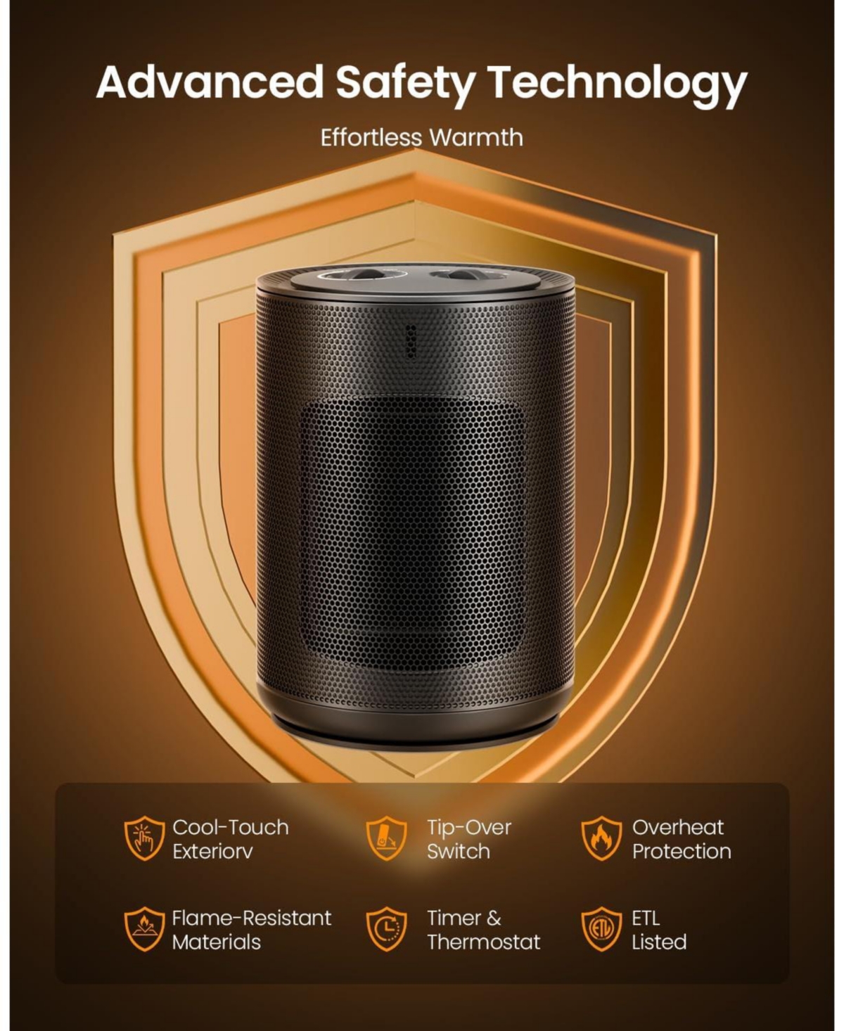 Cowsar Space Heater for Indoor Use, 1500W 4 Heating Modes for Office Bedroom, Portable Electric Heater with Thermostat, Child Lock