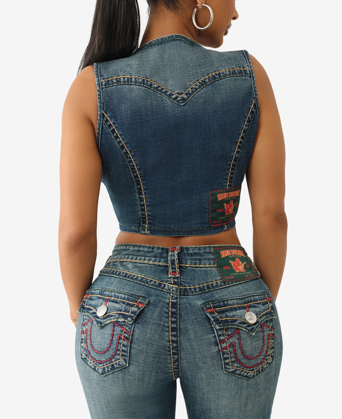True Religion Women's Super T Denim Vest In Blue