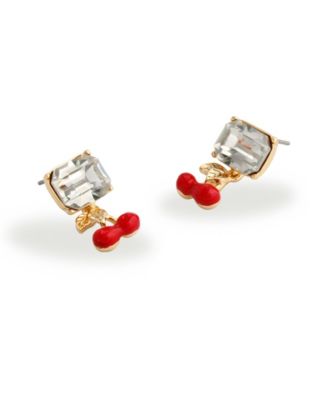 Faux Stone Cherry Charm Drop Earrings