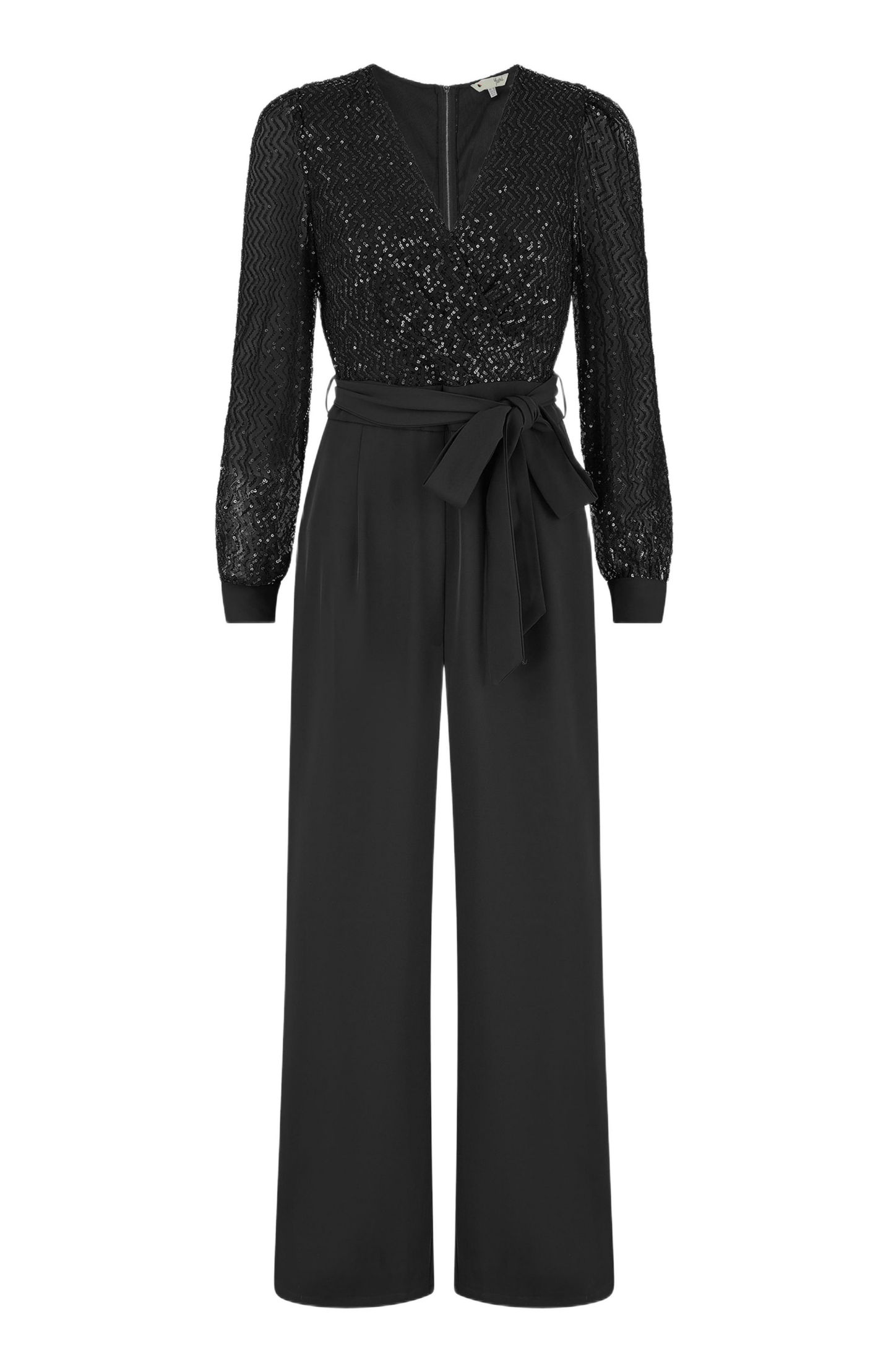 Женский комбинезон Yumi Sequin Wrap Over Jumpsuit, цвет: Чёрный — фото 2