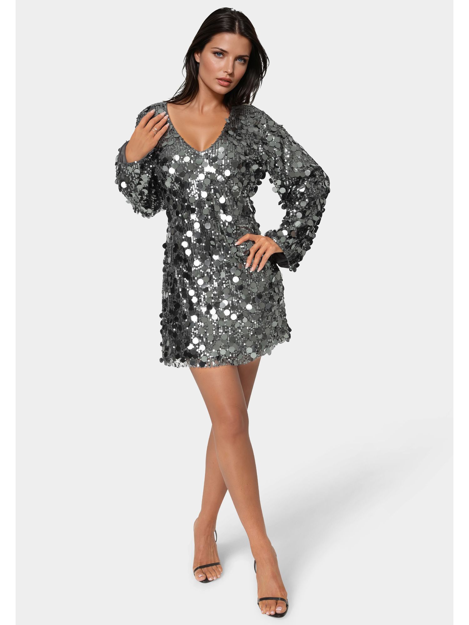 Women's Beaded Dolman Sleeve Mini Dress
