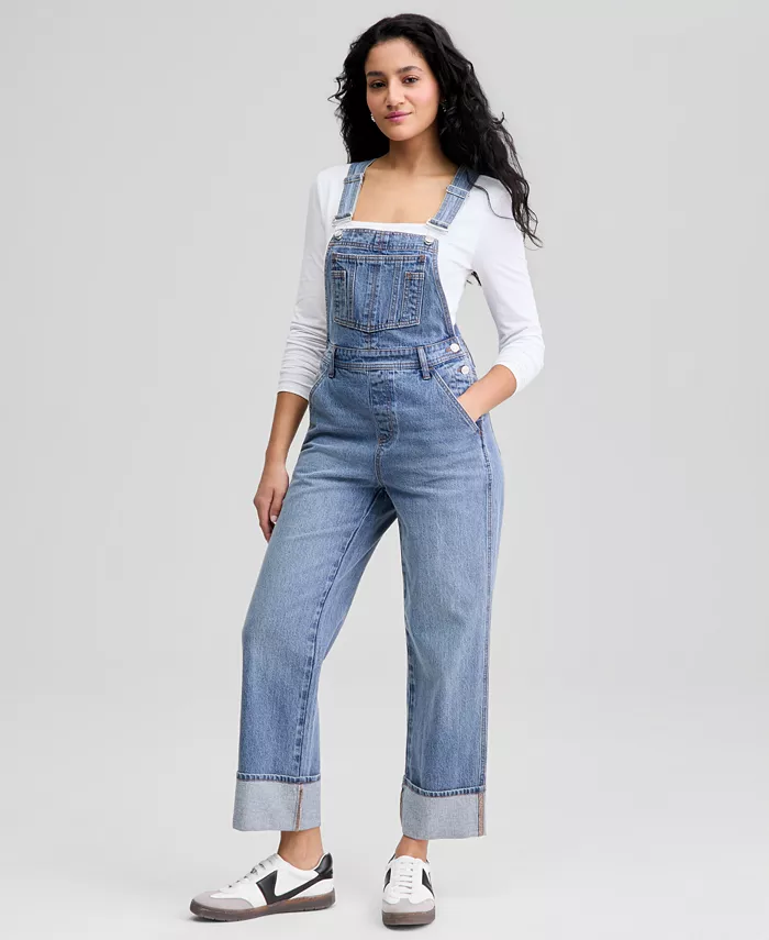 Women's Cuffed Denim Overalls