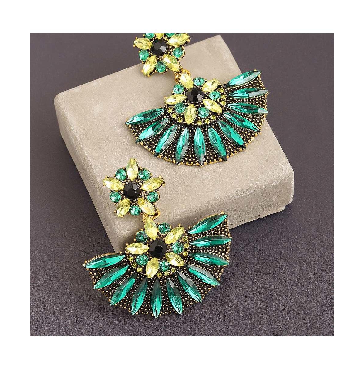 Sohi Women's Gold Fan Drop Earrings