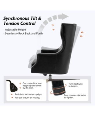 Heeg 47'' H Genuine Leather Swivel Adjustable Height Tilting Executive Chair with High Backrest