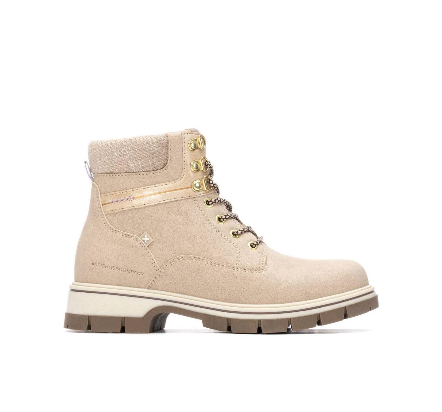 Женские ботинки XTI Ankle Combat Booties, цвет: Бежевый — фото 2