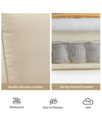 Bellino Mid Century Modern Genuine Leather Recliner with Nailhead Trim